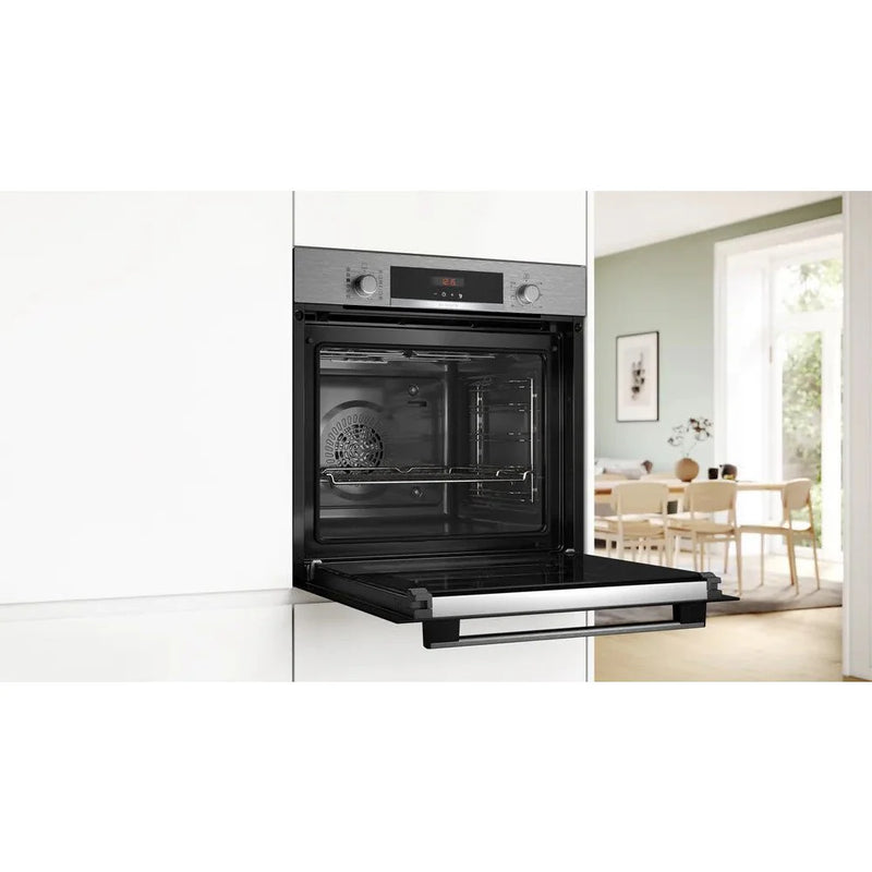 Bosch HQA574BS3B Series 4 Steam Pyrolytic cleaning built-in single oven - stainless steel