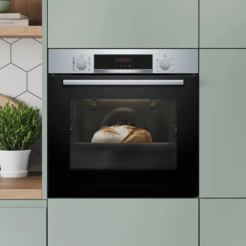 Bosch HQA574BS3B Series 4 Steam Pyrolytic cleaning built-in single oven - stainless steel