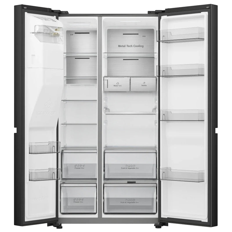 Hisense RS818N4TFE Non-Plumbed Ice & Water American Style Fridge Freezer - Premium Black
