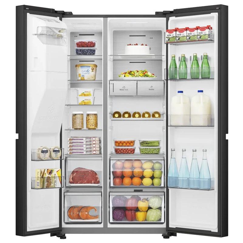 Hisense RS818N4TFE Non-Plumbed Ice & Water American Style Fridge Freezer - Premium Black