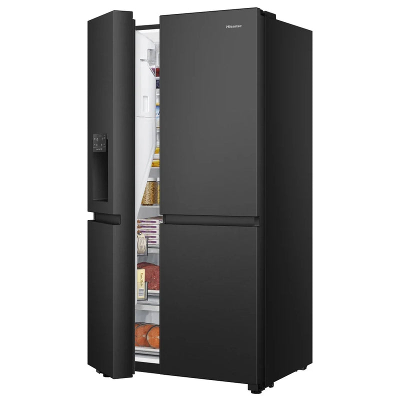 Hisense RS818N4TFE Non-Plumbed Ice & Water American Style Fridge Freezer - Premium Black