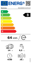 Electrolux E62LB200S 600 SmartSelect 14-place setting integrated dishwasher