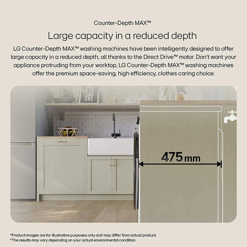 LG F2Y508WBLN1 Counter-Depth MAX™ AI DD™ 8Kg Washing Machine - White [Free 5-year parts & labour guarantee]  *Contact store for pricing*