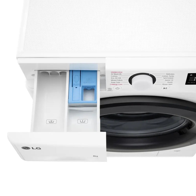 LG F2Y508WBLN1 Counter-Depth MAX™ AI DD™ 8Kg Washing Machine - White [Free 5-year parts & labour guarantee]  *Contact store for pricing*