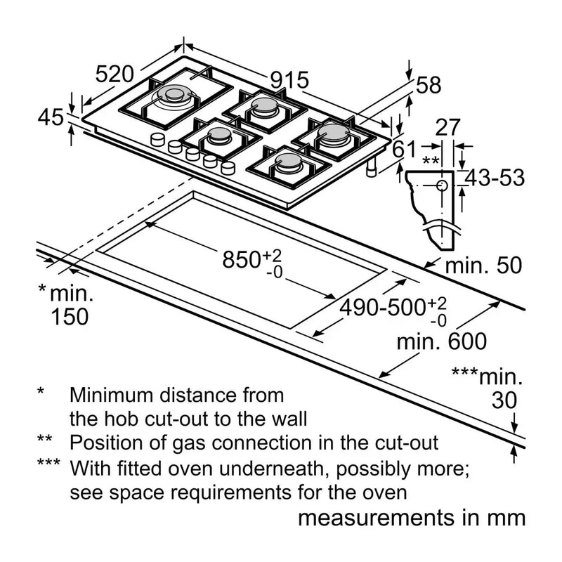 Neff N90 T29RHS4S0 90cm Gas Hob - Tempered Glass*contact store for price*