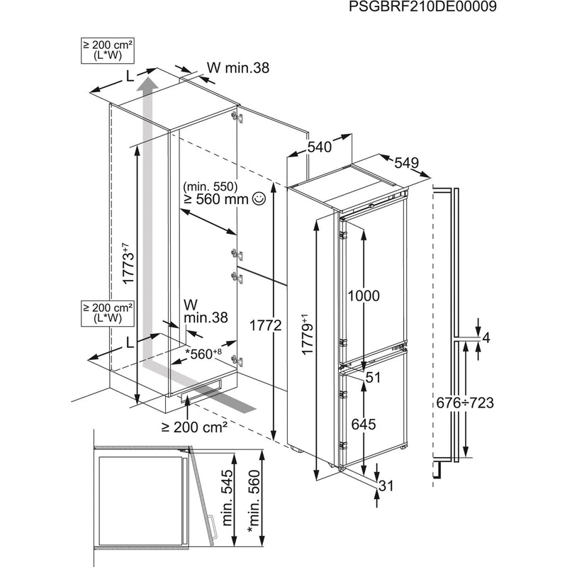 AEG OSC6N181ES TwinTech® Series Built-in 70/30 Fridge Freezer [siding hinge installation]*contac store for price*