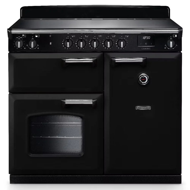 Rangemaster CDL100EIPGBL/CM1 14205 Classic 100cm Induction Range Cooker - Black/Chrome*contact store for price*