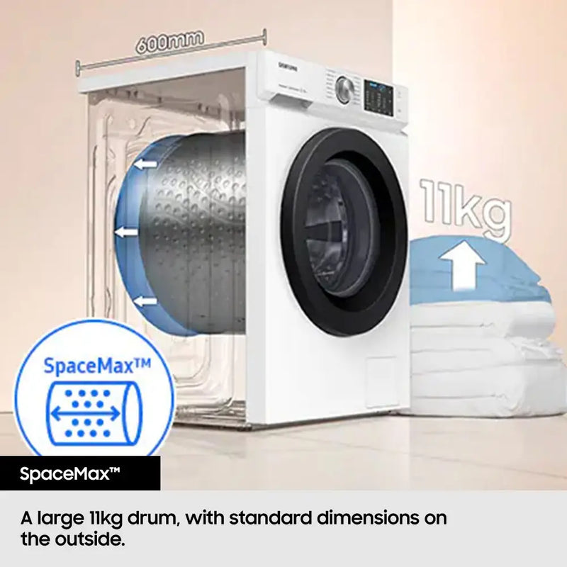 Samsung WW11DG5B25AEEU Series 5 AI 11kg SpaceMax™ 1400rpm washing machine - white [Free 5-year parts & labour guarantee]