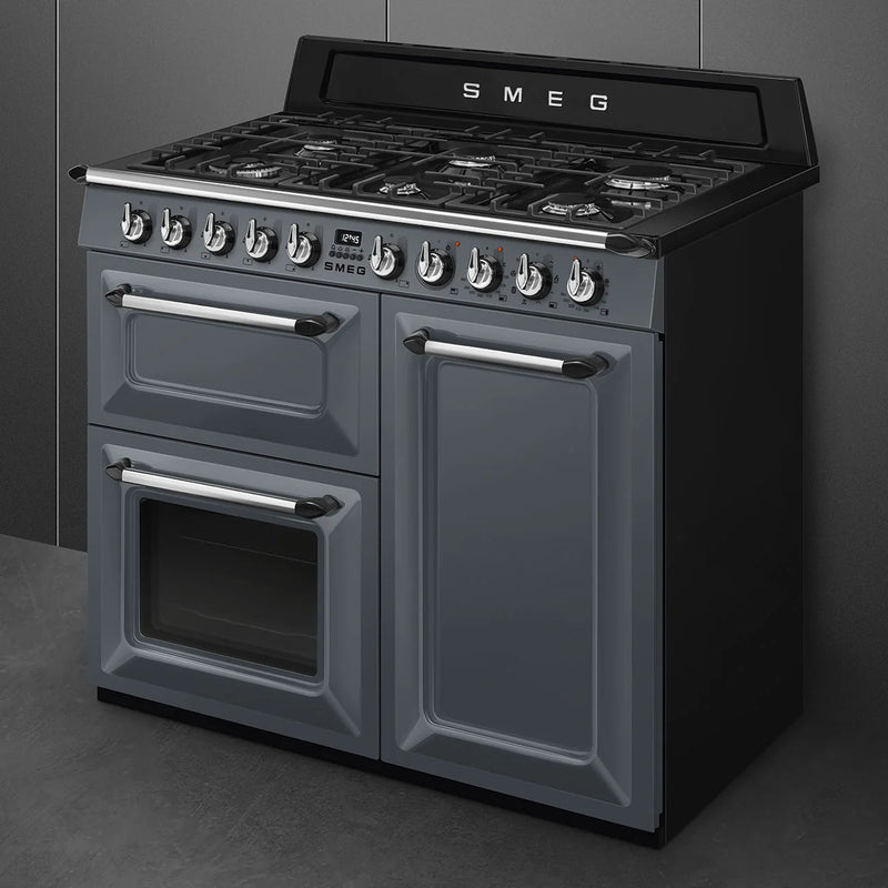 Smeg TR103GR 100cm Victoria Dual Fuel Range Cooker - Slate grey [Free 5-year parts & labour guarantee]*contact store for price*