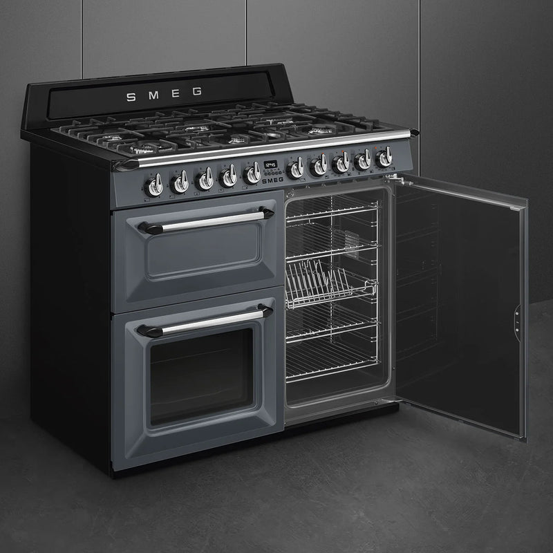 Smeg TR103GR 100cm Victoria Dual Fuel Range Cooker - Slate grey [Free 5-year parts & labour guarantee]*contact store for price*