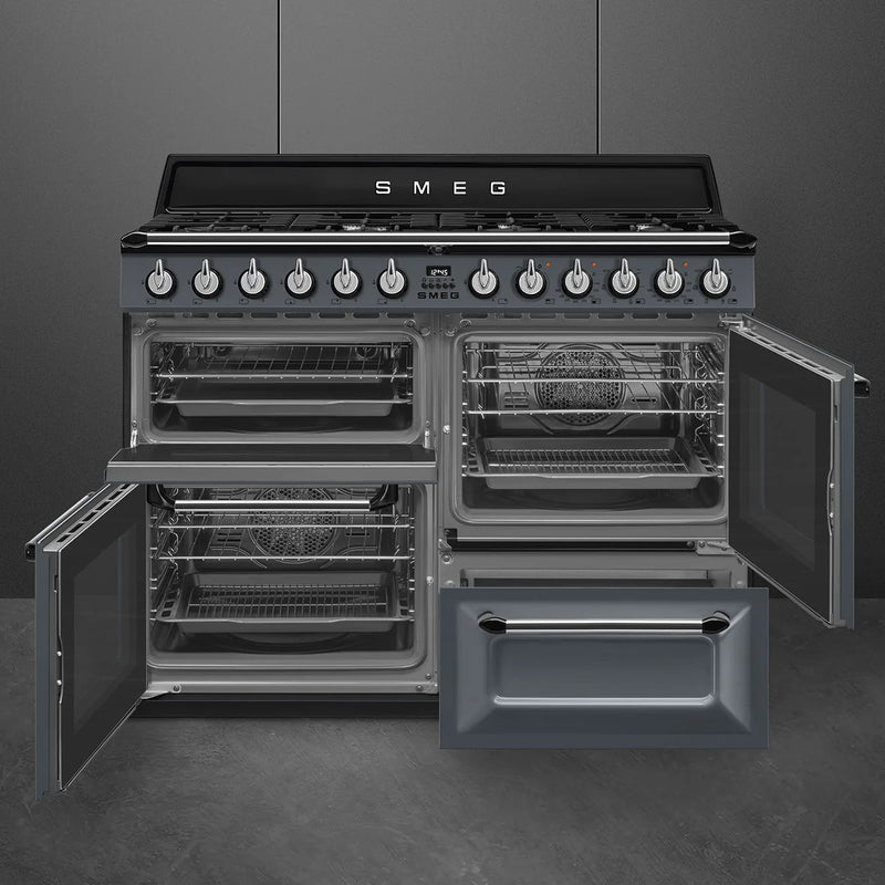 Smeg TR4110GR Victoria 110cm Dual Fuel Range Cooker - Slate Grey [Free 5-year parts & labour guarantee]*contact store for price*