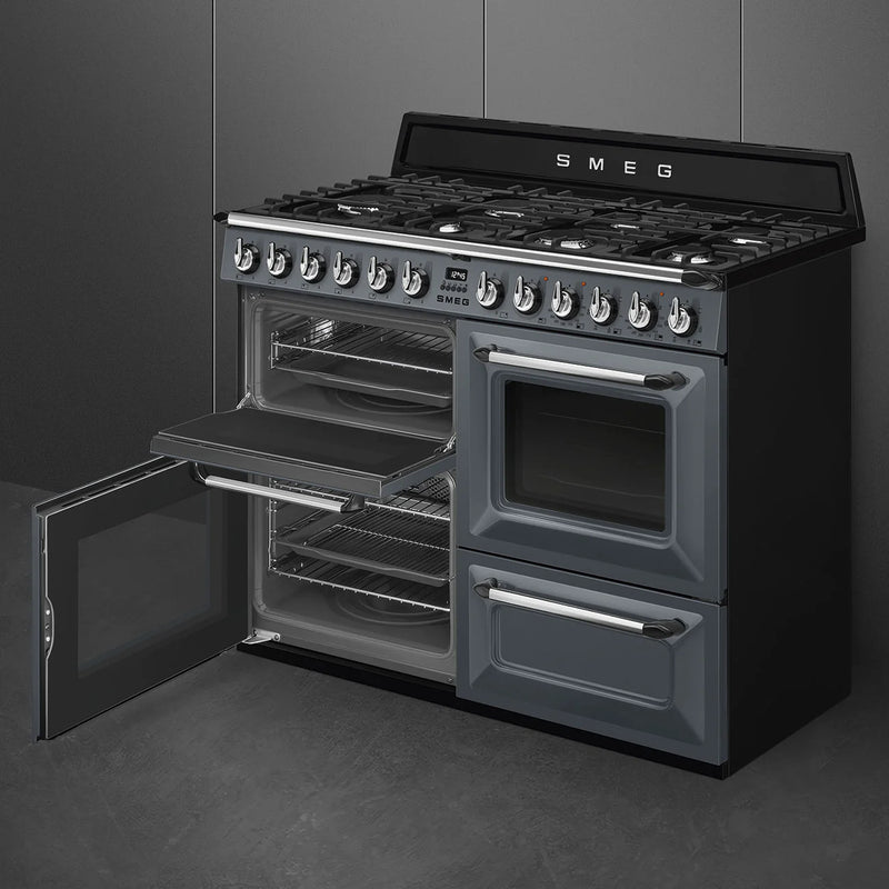 Smeg TR4110GR Victoria 110cm Dual Fuel Range Cooker - Slate Grey [Free 5-year parts & labour guarantee]*contact store for price*