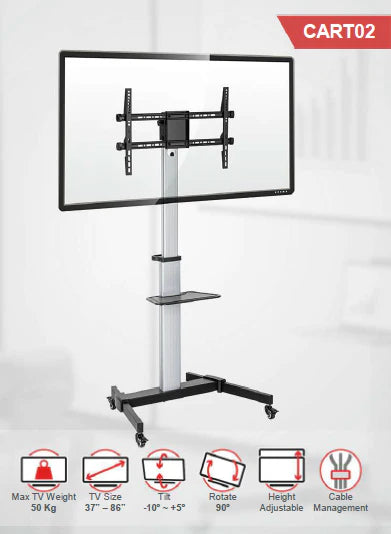 TTAP CART02 Trolley stand with wheels [up to 86'' TV]