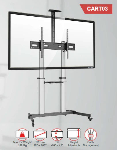 TTAP CART03 Trolley stand with wheels [up to 100'' TV] AVAILABLE TO ORDER