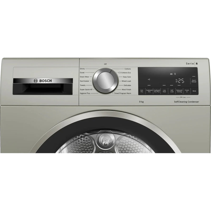 Bosch WQG245S9GB Series 6 9kg Heat Pump Tumble Dryer - Silver Inox [Free 5-year parts & labour guarantee]  *Contact store for pricing*