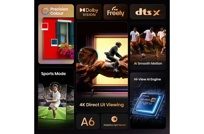 HISENSE 43A6QTUK 43" LED 4K HDR Smart TV with Freely*contact store for price*