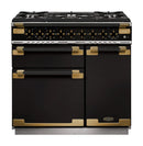 Rangemaster ELS90DFFGB/BE Elise Luxe 90cm Dual Fuel Range Cooker - Black with Black / Antique Brass