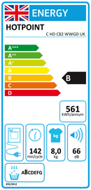 Hotpoint CHDC82WWGDUK 8kg Condenser Tumble Dryer - White