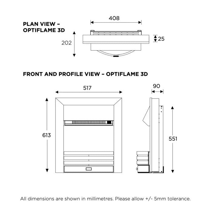 Dimplex DMF20CH3D Dumfries Optiflame 3D Electric Inset Fire