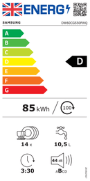 Samsung DW60CG550FWQEU Series 7 Freestanding 14-place Dishwasher - White [Cutlery rack]*contact store for price*