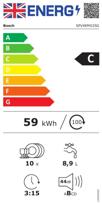 Bosch SPV4EMX25G Series-4 Slimline Integrated Dishwasher [Free 5-year parts & labour guarantee]*contact store for price*