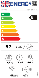 Hoover H3W 49TA4/1-80 H-wash 300 Lite 9kg 1400rpm washing machine - white