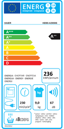Haier I-Pro Series 5 HD90-A2959S 9kg Heat Pump Tumble Dryer - Anthracite