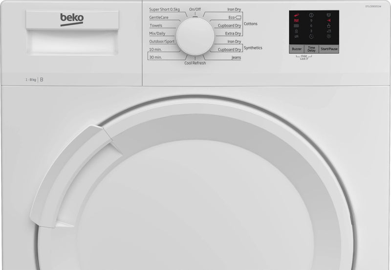 Beko DTLCE80051W 8kg Sensor drying Condenser Tumble Dryer - White  *Contact store for pricing*
