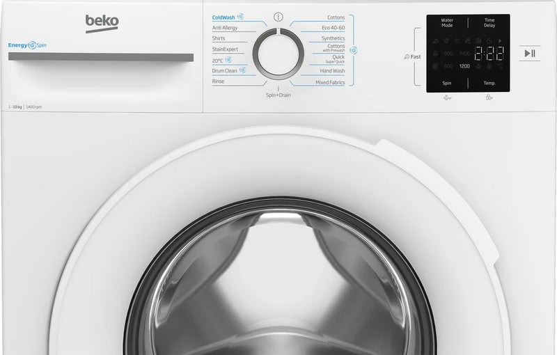 Beko B3W31041W 10kg EnergySpin 1400rpm Washing Machine - White [28-min quick programme]