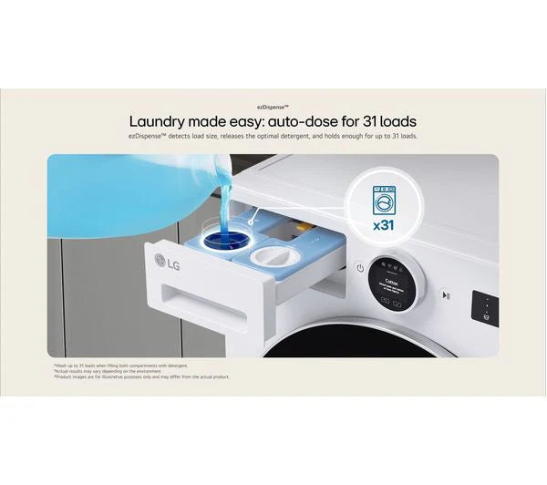 LG F4X7511TWB 11kg 1400rpm AI DD™ ezDispense™ Washing Machine - White [Free 5-year parts & labour warranty]