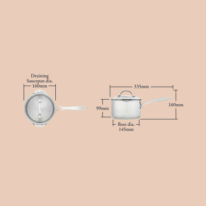Stellar S705D Profile 16cm Draining Saucepan with Glass Lid