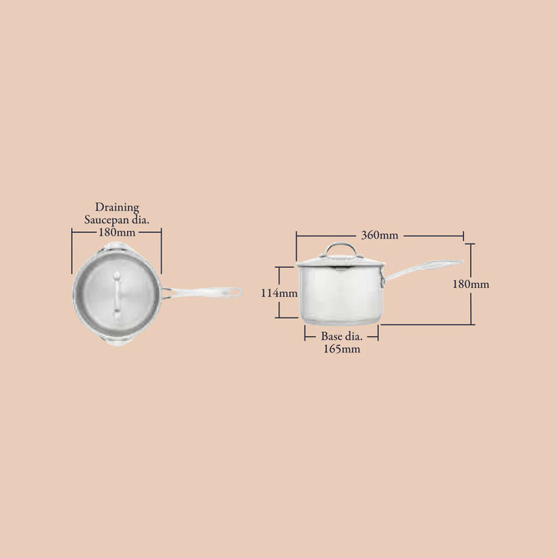 Stellar S706D Profile 18cm Draining Saucepan with Glass Lid