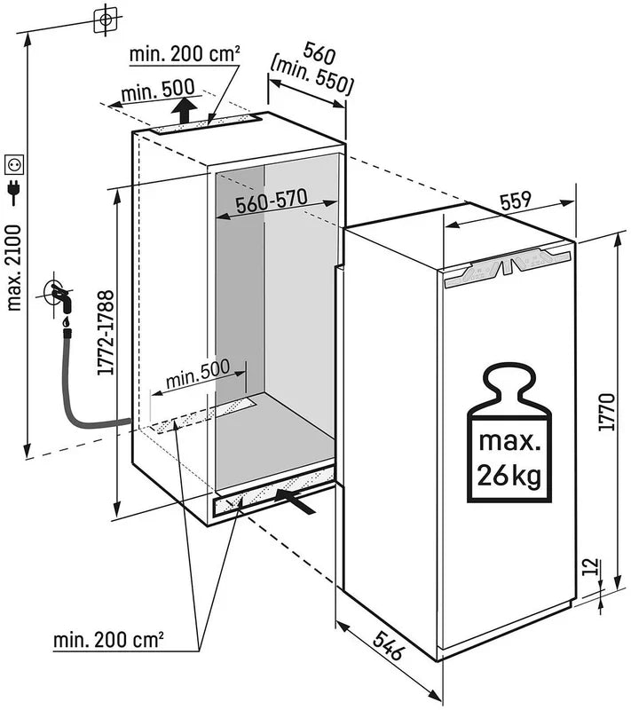 Liebherr SIFNdi5188 Peak NoFrost Built-In Freezer W plumbed Ice Maker [Fixed hinge installation]*contact store for price*