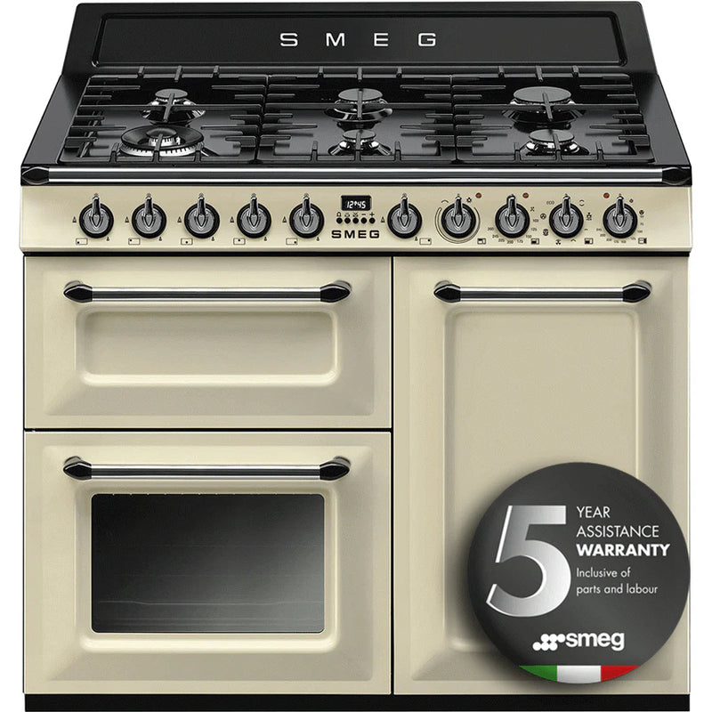 Smeg TR103P 100cm Dual Fuel Victoria Range Cooker - Cream [Free 5-year parts & labour guarantee]*contact store for price*