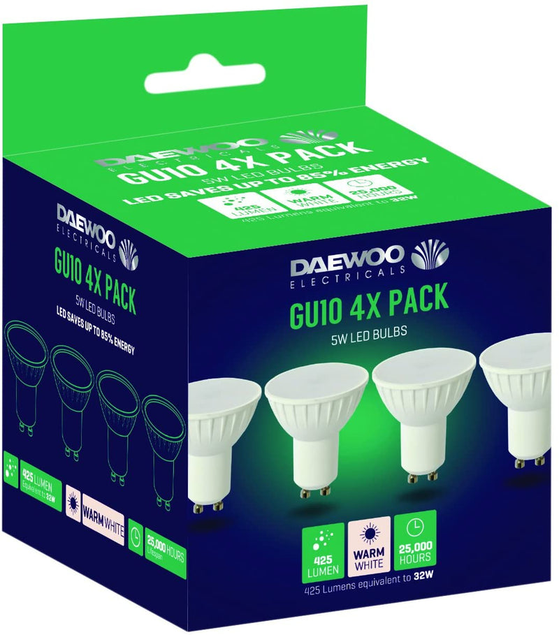 Daewoo GU10 4x Pack 5W LED Spotlight Bulbs