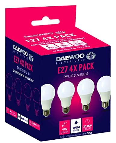 Daewoo E27 4x Pack 5W GLS Bulbs