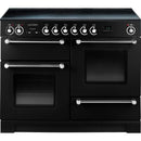 Rangemaster Kitchener KCH110ECBL-C 110cm Electric Range Cooker with Ceramic Hob - Black - Chrome - A-A Rated