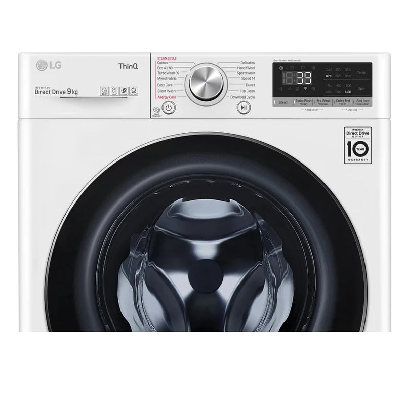 LG F4V909WTSE AI DD™️ 9kg 1400RPM Washing Machine - White - [Free 5 year parts & labour warranty]