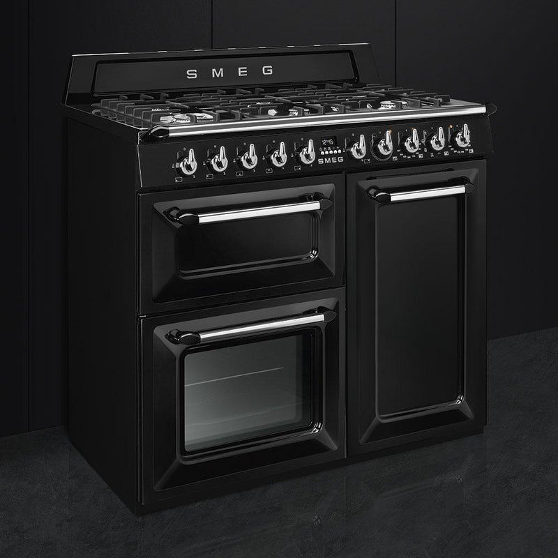 Smeg TR103BL 100cm Victoria Dual Fuel Range Cooker in Black*contact store for price*