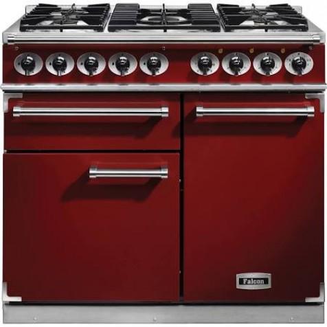 Falcon 1000 DELUXE F1000DXDFRD/NM 100cm Dual Fuel Range Cooker - Cherry Red - A/A Rated