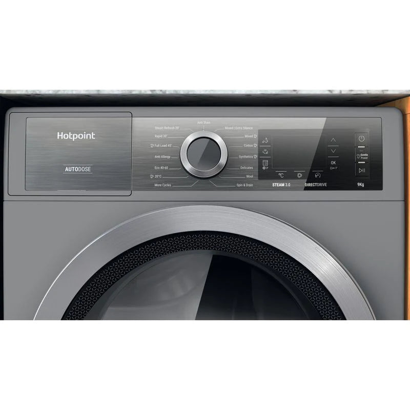 Hotpoint H8W946SBUK 9kg 1400 Spin Washing Machine - Silver [5 year warranty]